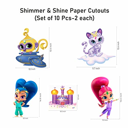 Image of Pretty UR Party Shimmer and Shine Theme Paper Cutouts for Birthday Parties, Party Supplies decor, Birthday Party Decoration Cut-Outs (10 pcs)