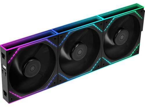 Thermalright TL‑M12QR X3 - Ventiladores de carcasa de PC de hoja inversa de 120 mm, flujo de aire de 1500 rpm, cadena ARGB Daisy, iluminación de espejo infinito, paquete de 3