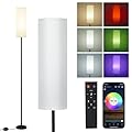 Frideko Floor Lamps for Living Room, Dimmable Colors Temperature & Brightness, Modern Floor Lamp Remote, Tall Standing Lamps for Living Room Bedroom Office, White Lampshade 9W RGB Smart Bulb