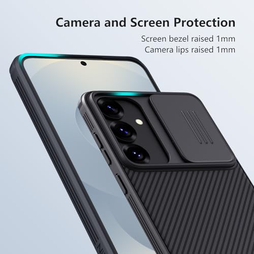Image of Nillkin for Samsung Galaxy S25 Case with Camera Cover, [Non Slip & Anti-Fingerprint] [Drop Protection], Slim Thin Protective Phone Case for Samsung S25 6.1 Inch, Black