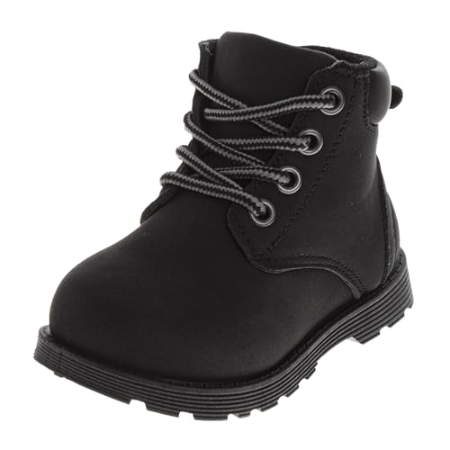 Josmo Kids Construction Boots MidCalf - Lace Up Workboot Trekking Walking Climbing Hiking Boot - Black (Size 10 Toddler)
