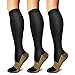 CHARMKING Copper Compression Socks (3 Pairs), 15-20 mmHg is Best Athletic & Medical for Men & Women, Running, Flight, Travel, Nurses - Boost Performance, Blood Circulation & Recovery (L/XL, Black)