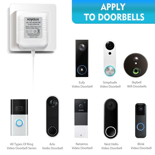 image for Voyaux 24V Doorbell Transformer, AC Adapter for All Ring Video Doorbel