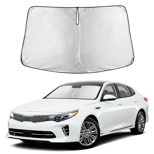 Image of Autovir Windshield Sun Shade Fit for 2016-2018 2019 2020 Kia Optima Sunshade, Front Car Window Shades Sun Visor, Blocks UV Rays & Heat, Car Accessories