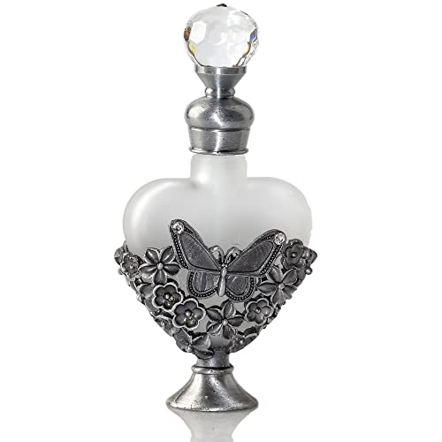 Sevenbees 10Ml Decorative Vintage Silver Perfume Bottles Glass Refillable Frosted Lotion Bottle Empty Essential Oils Bottles With Alloy Dragonfly Figurines For Women Or Girls #TOP8