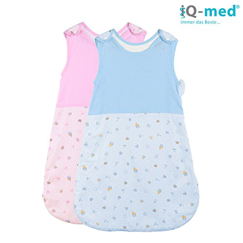 Baby-Schlafsack von iQ-med® | Schlafsack für die warme Jahreszeit | aus 100% kuschelweicher Baumwolle | Schlafsack, Kinder-Schlafsack, Baby-Decke, Baby-Fußsack, Swaddle, Puck-Sack (Blau 70cm)