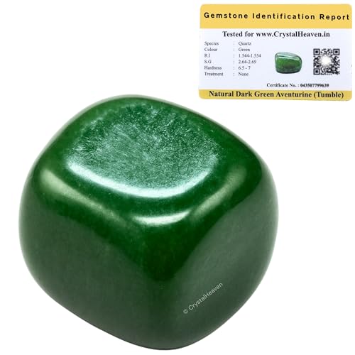 Image of Certified Dark Green Aventurine Crystal Healing Tumbled Stone, Natural Polished Crystals for DIY Crafts, Manifestation, Meditation, Pooja Feng Shui and Reiki Healing (30 Grams)