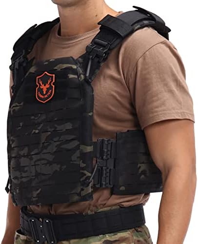 Tuxapo Tactical Vest Quick Release Laser Cutting Modular Molle Lightweight Adjustable Black Multicam Vests for Men