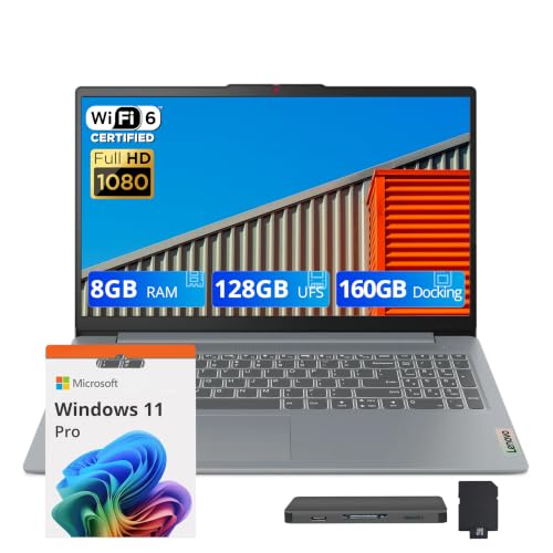 Image of Lenovo IdeaPad Slim 3i 15.6 inch FHD Laptop, Intel Core i3-N305(8-Core), 8GB LPDDR5, 288GB Storage(128GB UFS+160GB Docking Station Set), UHD Graphics, Numeric Keypad, Fast Charge, WiFi 6, Win11 Pro, Grey