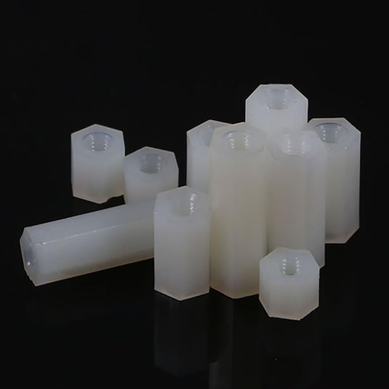 M2-M4 White Spacing Screw Column Flat Head Female Double Pass Nylon Plastic Nut for PCB Fixed - (Size: M3x50, Color: 50pcs)