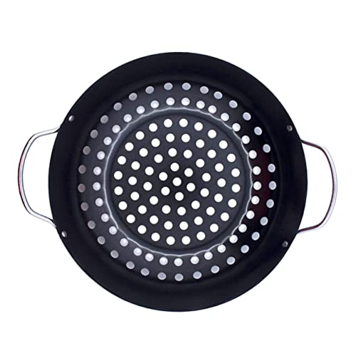 Hemobllo parrilla antiadherente neto redondo no sartén para asar interior bandeja parilla grill baking tray barbecue planchas de barbacoa Sartén de barbacoa sartén para barbacoa Black