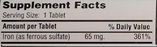 Ferrous Sulfate FC 325mg (5GR) Generic for Feosol Red Tablets 100 Tablets per Bottle 2 Pack Total 200 Tablets