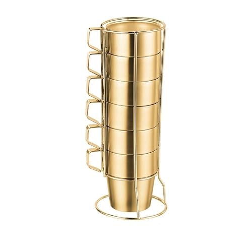 KQQK真空断熱タンブラー ステンレス おしゃれ コーヒー マグ カップ 300ml とって付き アウトドア 持ち運び 携帯 コップ 304ステンレス鋼 屋外 キャンプ 二重層 コーヒー ビール 屋外での使用に (6 個セット)