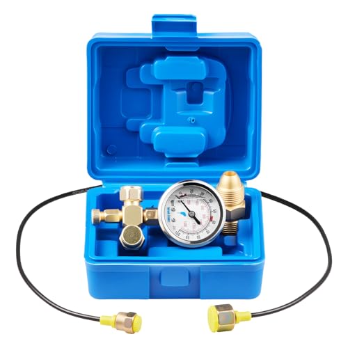 VEVOR hydraulisches Stickstoffspeicher Ladeset 01420 PSI Stickstoff Füllset Druckprüfsystem mit 1 Manometer & 1 Gasschlauch & 1 Ventilkörper & 1 CGA580-Adapter für Baumaschinen