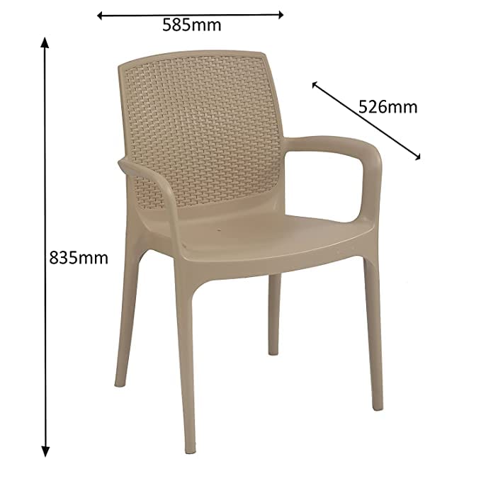 Image of Supreme Texas Heavy Duty Armrest Plastic Chair for Home, Garden, Office, Indoor /Outdoor Use(Color: Dark Beige; Qnt: 2 Pc.)