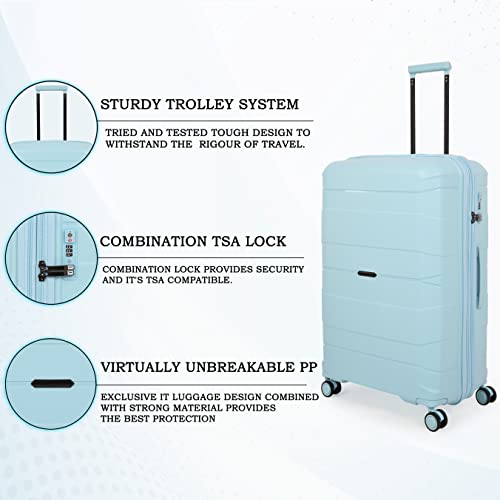 Image of it luggage Momentous Sky Blue Large-28 inches Expandable Polypropylene Hardsided with TSA Lock & Wet Pouch Inside 8 Wheel Trolley Bag