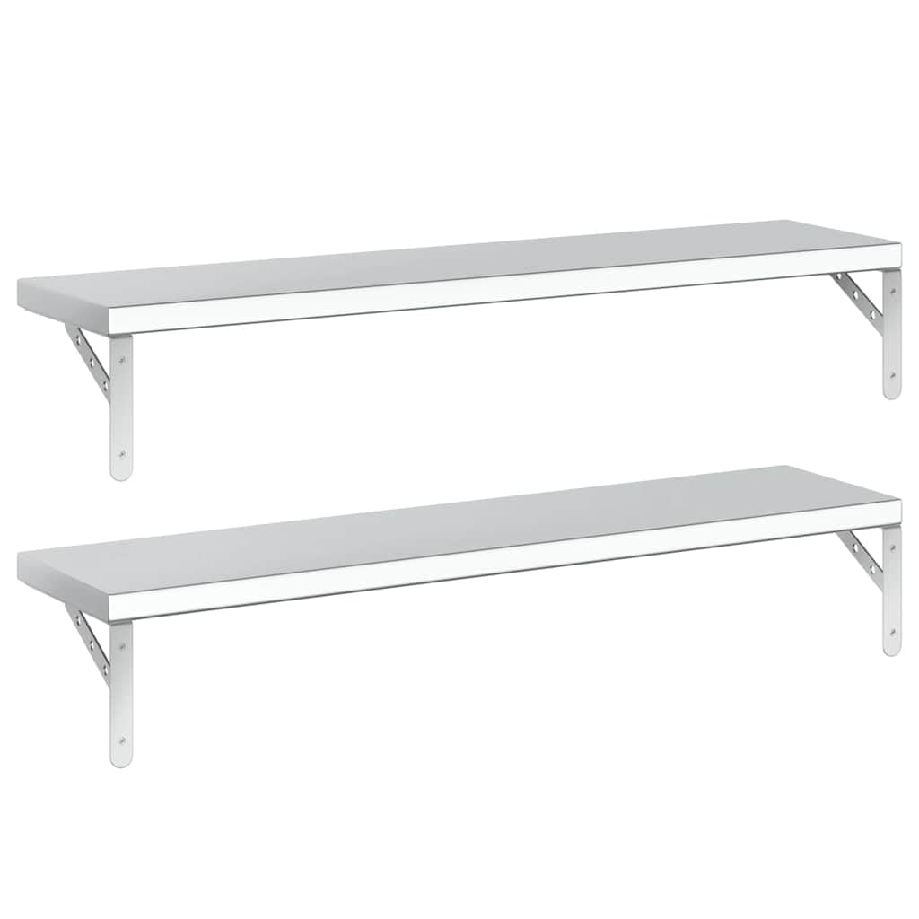 Generisch Wandregale 2 STK. 100x23,5 cm Silbern Edelstahl,Möbel,Regalsysteme,Wandregale-3214504