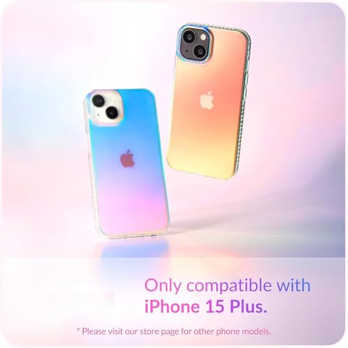 Image of DIZORO Compatible with iPhone 15 Plus Case Fluorescent Iridescent Matte Designed Premium Designer Lightweight Mobile Accessories for Women Girls Scratch Resistant Shockproof Case Hard PC 6.7 inches