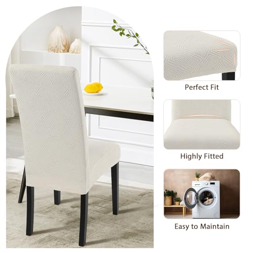 Image of SearchI Waterproof Dining Room Chair Covers, Set of 6, Beige Rectangular