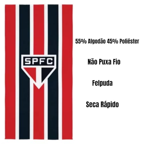 Toalha Aveludada Transfer São Paulo 70 cm x 1,40 m Com 1 peça
