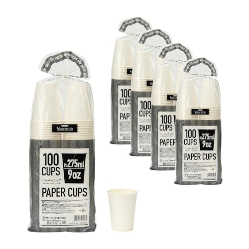 （まとめ買い）サンナップ ペーパーカップ 9oz 【500個(5パック)[ふだん使い 紙コップ] 白ムジ ホワイト [安全品質] (275ml 9オンス) C27100AW】（Amazon）