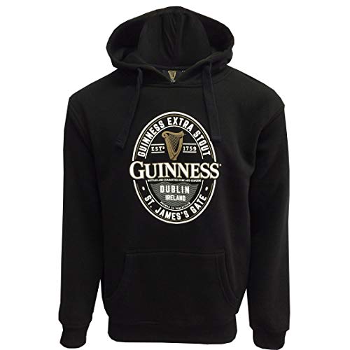 Guinness Pullover Hoodie with Large Brewed in Dublin Label, Black Colour