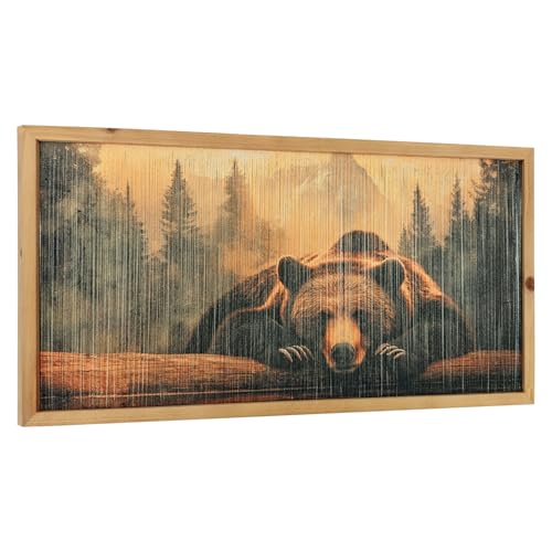 23.6 X 11.8 Inch Mountain Bear Wall Art, String Crafts