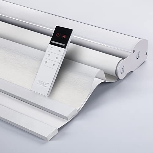 ZSHINE Day Night Dual Layers Motorized Cordless Roller Shades Motor Homekit Rechargeable Motor Suitable for Home, Office, Hotel, Club, Restaurant, Cinema Windows (Pure White) 82010g Pure Whi