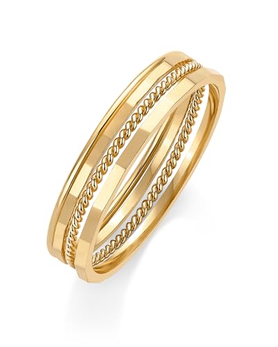 PAVOI 14K Gold Plated Four Pieces Thin Rings Set for Women | 4 Dainty Stacking Rings Pack | Minimalist Stackable Bands