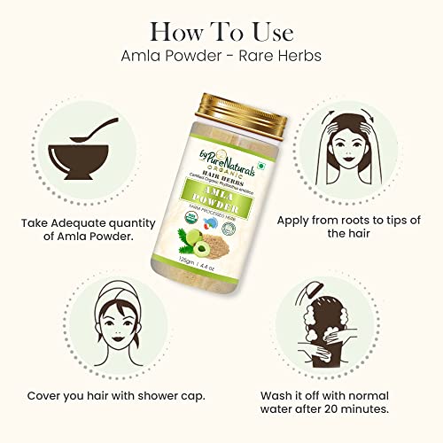 Image of byPureNaturals Aequo Organic 100% Natural Amla Powder| Phyllanthus| Emblica Officinalis| Gooseberry Powder| Hair Growth| Healthy Skin| Face Care - 125gm