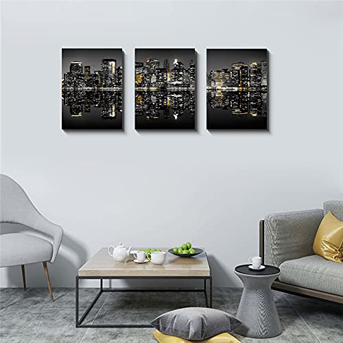 Gebouw schilderij ingelijste wooncultuur - glinsterende New York Cityscape poster en prints muurkunst schilderij klaar… - Image 3