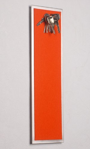 Magnet-Schlüsselbrett aus Edelstahl (42 x 12 cm) mit Filz in orange – statt Schlüsselkasten