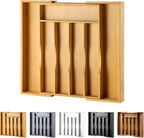 Oridom Expandable Bamboo Kitchen Drawer Organizer