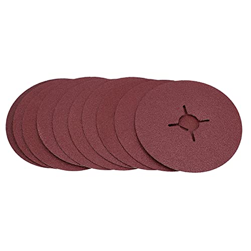 115mm Fibre Sanding Discs 60 Grit Medium Disc for 4-1/2” Backing Pad 10 Pack
