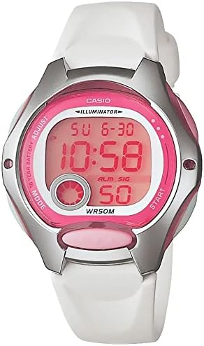 Casio Women's LW200-7AV White Resin Strap and Pink Dial Digital Watch