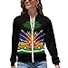 KAOEOSI Haitian Coat of Arms Flag Women's Zipper Jacket Long Sleeve Sweatshirts Lightweight Outerwear with Pocket M