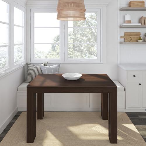 Maxwood Furniture 122Cm Dining Table - Solid Wood Modern Kitchen Table for Dining Room, Home Office & Living Room, Easy Assembly, Walnut Wirebrush Finish - Image 2