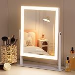 FENCHILIN Vanity Mirror with Lights Hollywood Makeup Mirror with Lights Lighted 360° Rotation 3 Color Lighting Modes 10X Magnifying for Dressing Table 25x30 cm