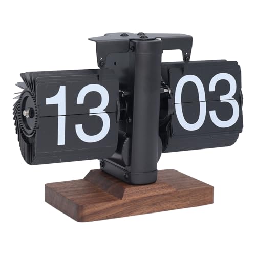 Reloj retro abatible AUNMAS de acero inoxidable y nogal con pantalla digital de 24 horas 3