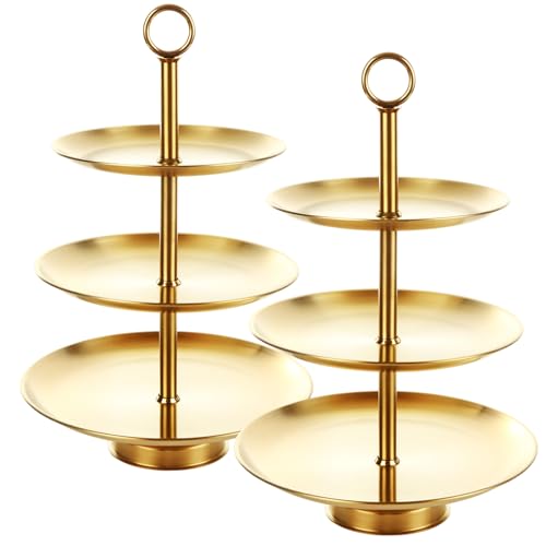 Ghligna 3 Tier Cup Cake Tower Stand, Gold Cupcake Stand with Base, Stainless Steel Tiered Cupcake Display Stands for Wedding Party Birthday Celebration