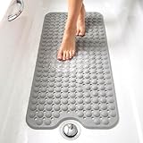 edihome, Alfombra Bañera Antideslizante, 100x40 cm, Alfombrilla Ducha, Burbujas con Ventosa sin BPA, Antibacterial, Resistente al Moho, Lavable a Máquina (Gris Claro, 100 x 40 cm)