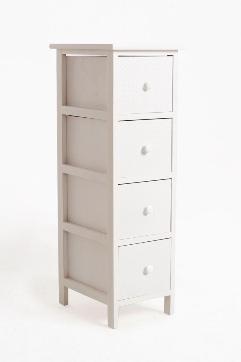 Regalos Miguel - Muebles Auxiliares - Mueble Auxiliar Lotuc Blanco Estrecho 4 Cajones