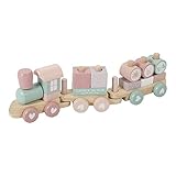 Holz Zug mit Steckformen Little Dutch 0422015 Holz-Eisenbahn mit Steck-Formen Adventure rosa