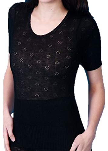 Image of Snowdrop Ladies Black Thermal Short Sleeve Top M