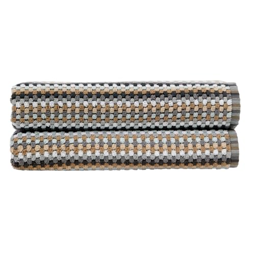 Christy Carnaby Stripe Bath Towel Set | 2 Pieces | 100% Combed Turkish Cotton | Retro Boho Design | Heavyweight 550GSM Bathroom Towel | Neutral