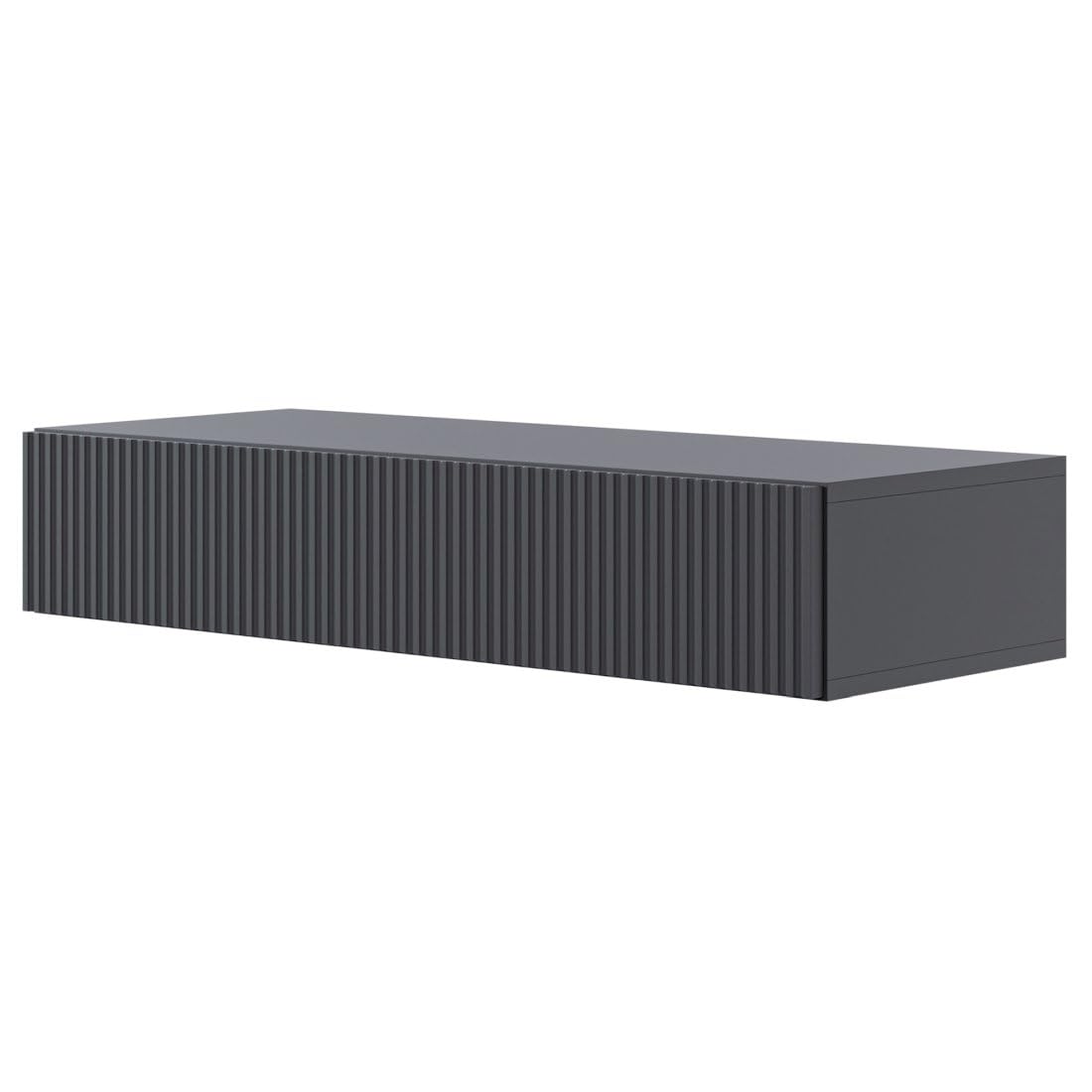 Selsey Console D'Entrée Suspendue avec Tiroir À Lamelles 90 x 17 cm Table Console Noire Veldio