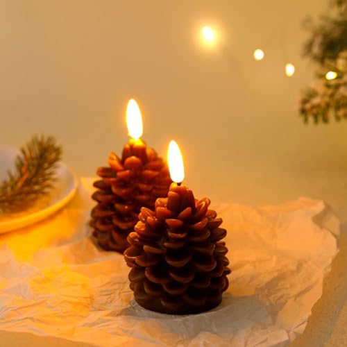 Velas LED de Piña Navideñas de Alta Calidad con Llama Artificial 7