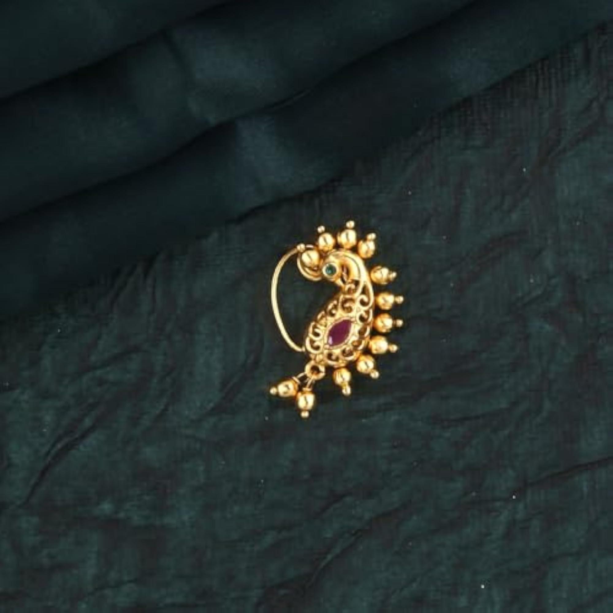 Artificial Pink Stone Piercing Nath for Women