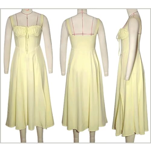 Image of Floral Corset Midi Dress Square Neck A Line Dress with Slit | Square neck floral midi dress with front tie bust wide straps A-line skirt side slit and lightweight fabric