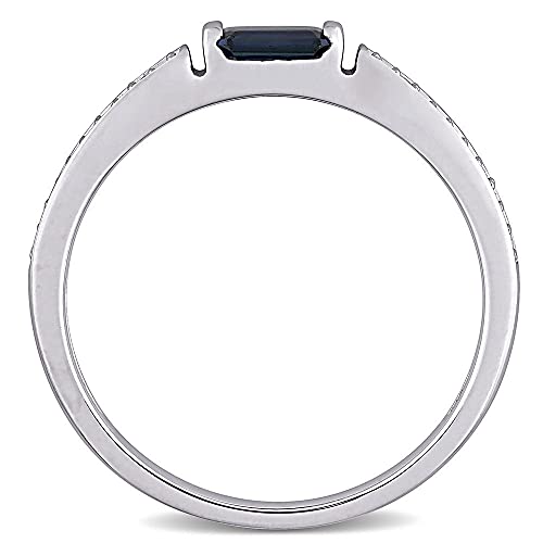 0.70 Carat Blue Sapphire And Natural Diamond Baguette Bridal Engagement Rings For Women 10KT Solid White Gold Anniversary Wedding Prong Setting (Blue Sapphire 0.5 ctw,Clarity I1-I2 , Color HI)4